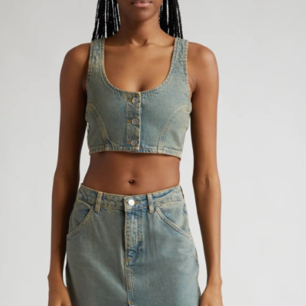 Miaou Deva Denim Crop Top NWT